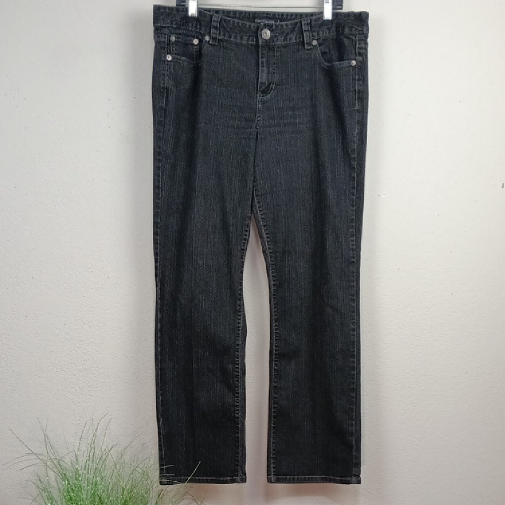 Calvin Klein Women's Black Bootcut / Sequin Pocketd Denim Jeans sz 16